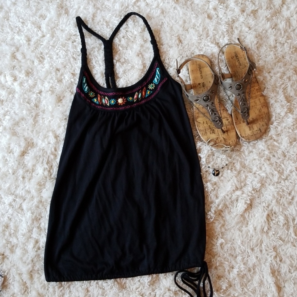 Boho tank top with razor back braided